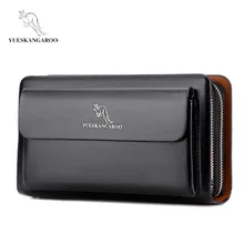 

YUESKANGAROO Men black\brown Clutch Wallet PU Leather Wallet Male Organizer Cell Phone Clutch Bag Long Coin Purse HB007