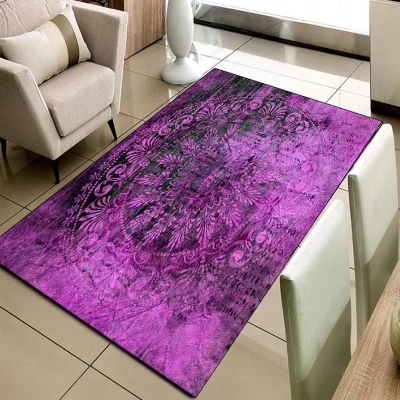 cheap Else Purple Turkish Ottoman Vintage Design 3d Print Non Slip Microfiber Living Room Decorative Modern Washable Area Rug Mat