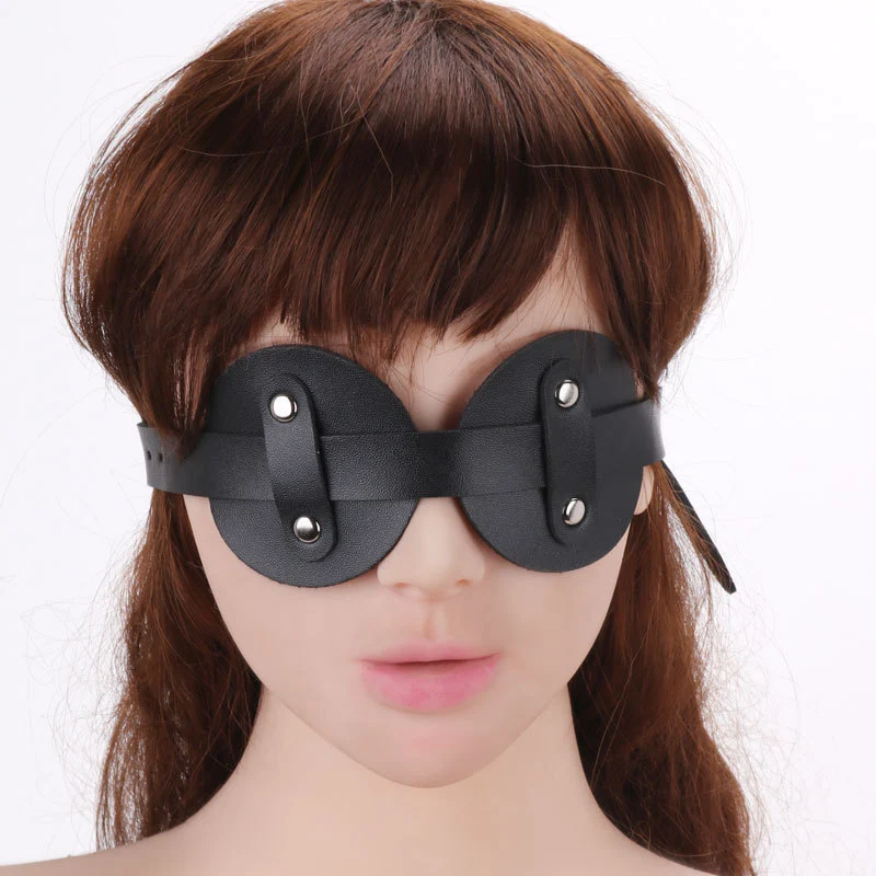 

Chastity Lock Eye Mask Pu Leather Bondage Blindfold Adult Game Sexy Blindfold Virgin lock