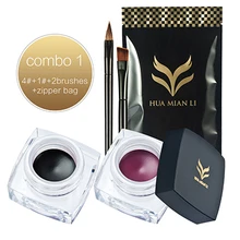 2 шт/набор гелевая подводка для глаз Водонепроницаемая долговечная жидкость подводка для глаз цветной набор+ 2 шт Кисть для глаз молния сумка набор