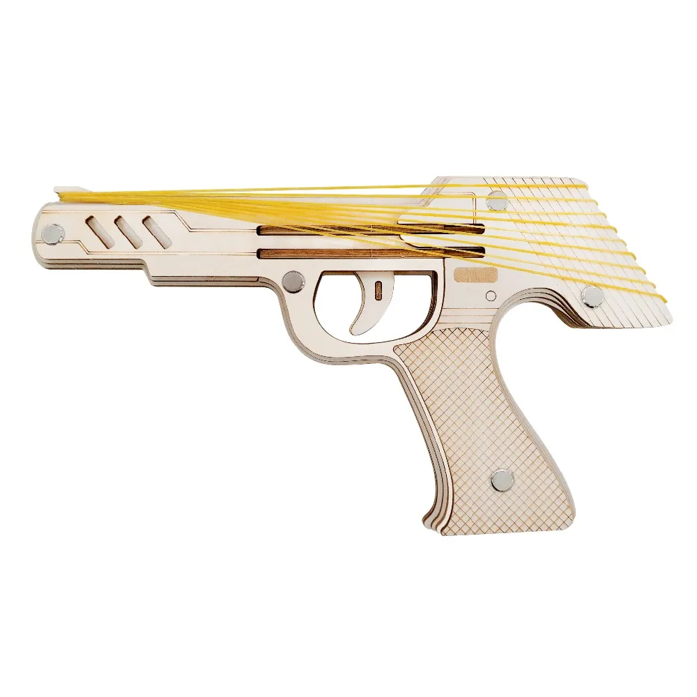 3D Wooden Jigsaw Puzzle Toys Rubber Band gun Education Environmental Assemble Toy Educational Games For Children