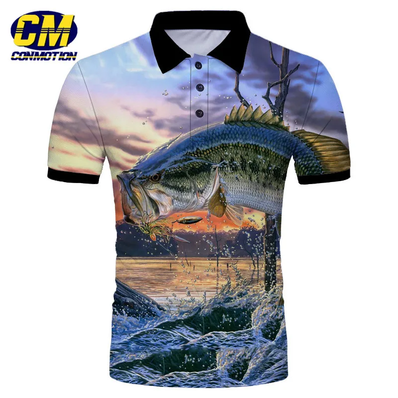 

Men's Casual Fish Print Fashion 3D POLO Asia Size