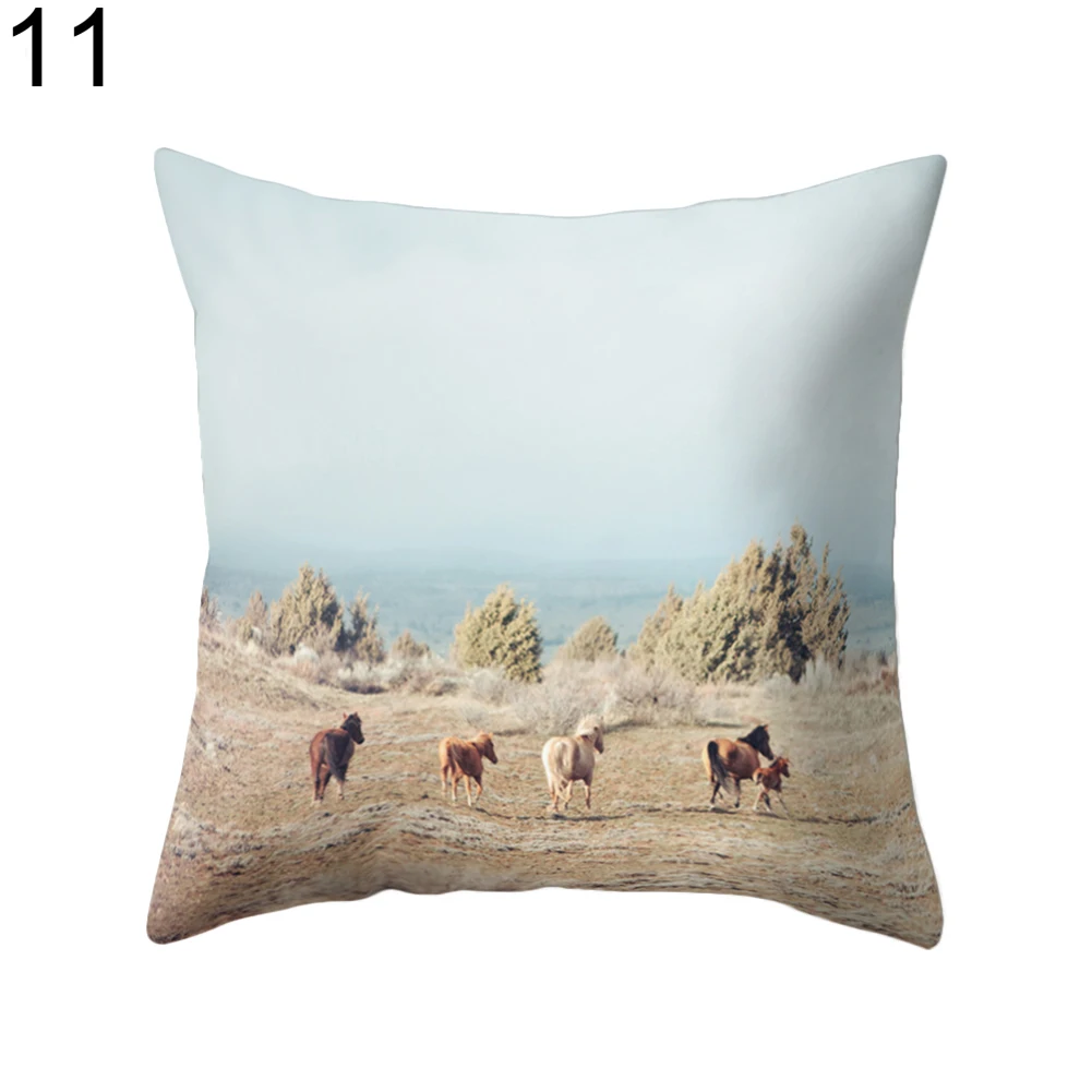 Forest Mountain Print Pillow Case Bed Waist Cafe Homepillow case bed