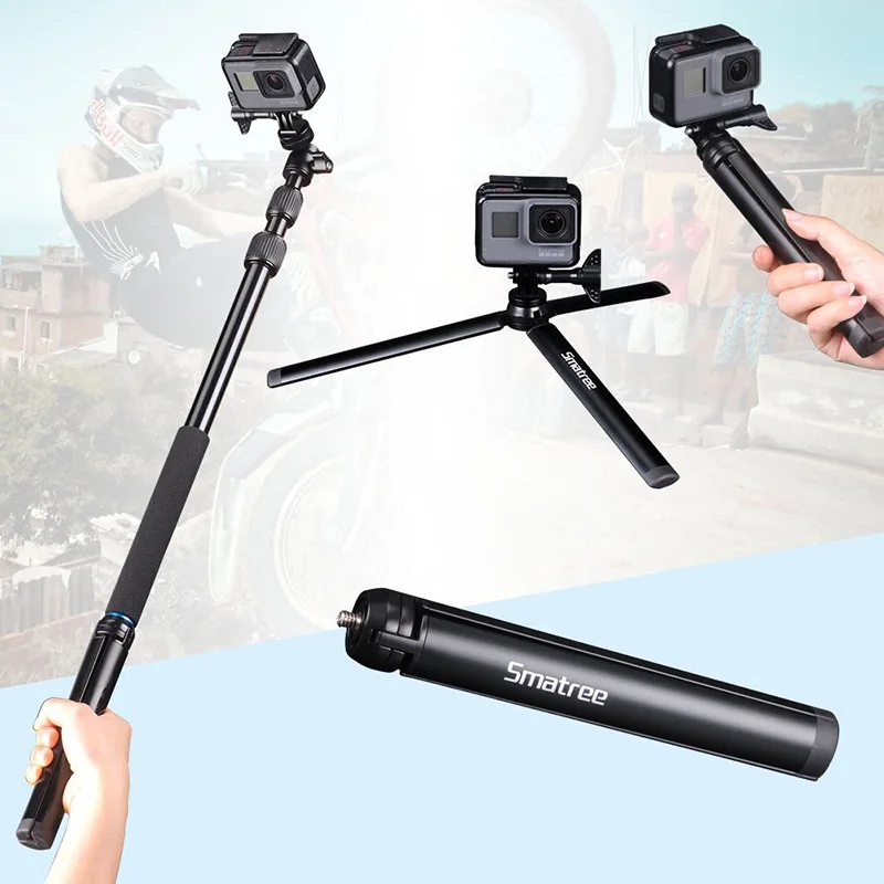 Smatree Telescoping Selfie Stick with Tripod Stand for GoPro Hero 8/7/6/5/4/2018 
