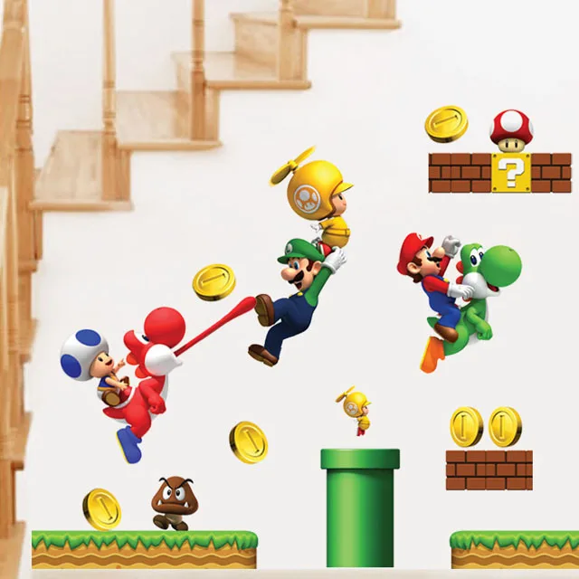 New Super Mario Bros Wall Sticker Home Decor For Kids Rooms New Super Mario Bros Wall Sticker Home Decor For Kids Rooms Children S Decals Stickers