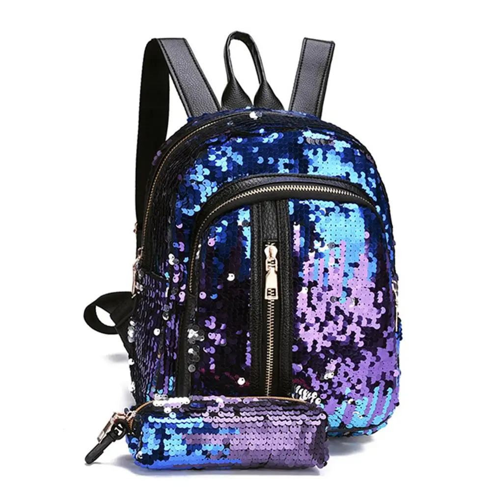 Женский рюкзак с блестками из 2 предметов для девочек-подростков, модный шикарный рюкзак для студентов, школьная сумка, чехол-карандаш, клатч, Bolsas Mochilas Mujer