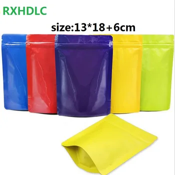 

Big Larger Size 13*18+6cm Stand Up Colorful Pure Aluminum Foil Zipper Bags for Nuts Tea Dry Fruit Bags Powder Plastic Pouch