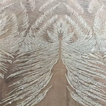 

Sequins Lace Fabric meters 2018 African Lace fabric with Sequins High Quality white Sequin Fabric HJ822-1