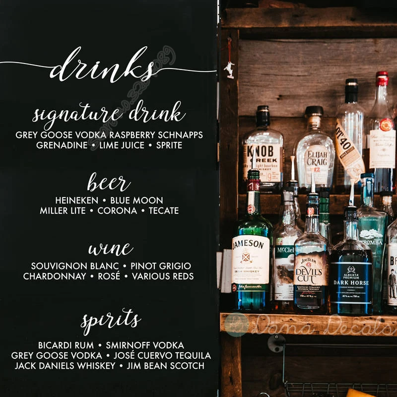 

Simple Can be customized Elegant Wedding Menu Decal Vinyl Sticker for Weddings Restaurant menu Bar Menu Chalkboard Sticker EA511