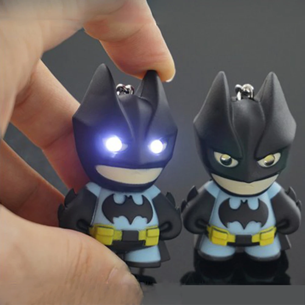 

2017 New Arrival Superhero Batman Led Keychain Flashlight Pendant Key Chain Cute Action Figure Keyrings Cool Gift