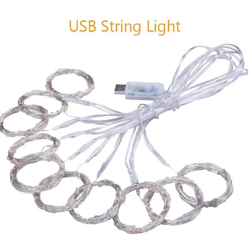 3x3m 300LEDs Copper Wire Curtain String Light USB Battery Christmas LED Fairy Light Holiday Wedding Decor Curtain String Lamp (27)