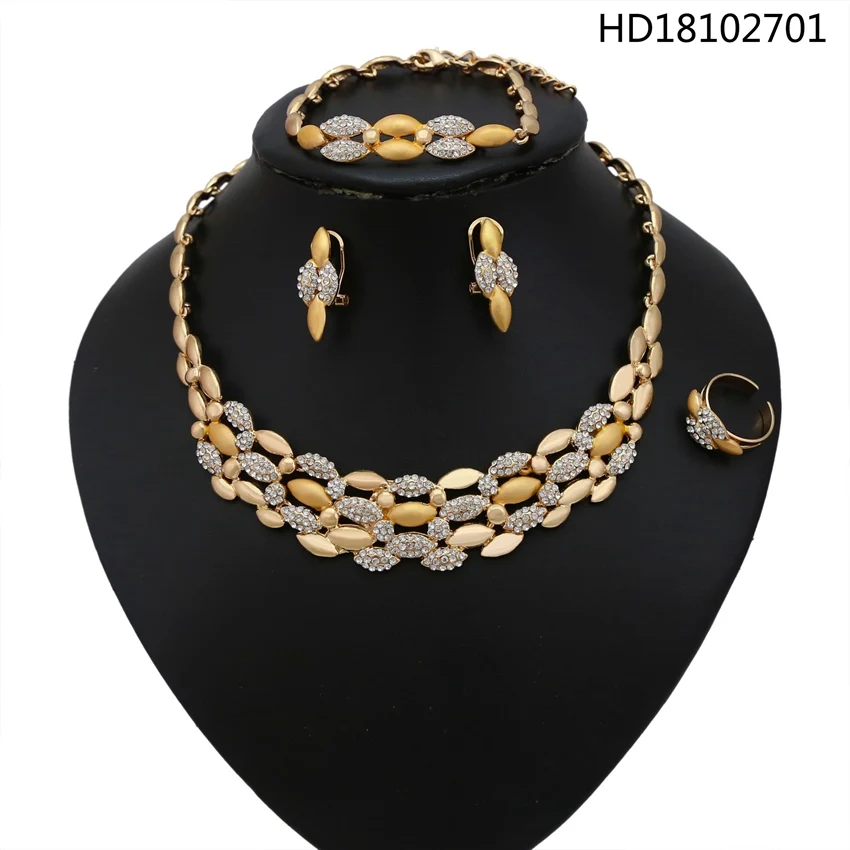 

YULAILI 2018 African Jewelry Set Gold Color Accessories for Women Round Wedding Jewellery Set for Bridal Costume