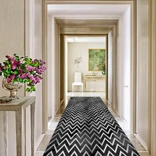 Черные Серые волны скандинава геометрические 3d печать нескользящие микрофибры Моющиеся длинные бегуны напольный коврик коврики для прихожей