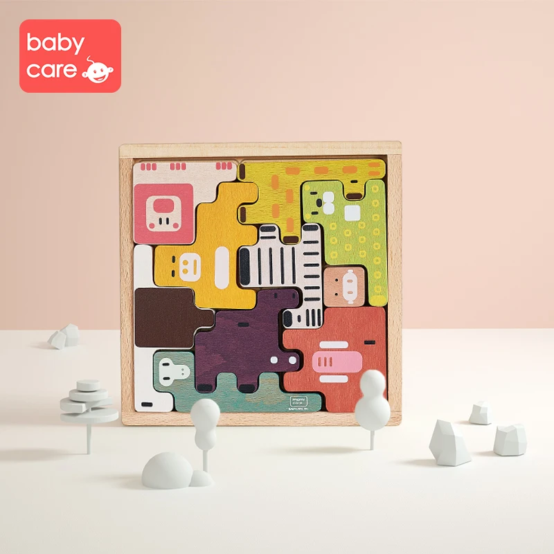 Babycare детские деревянные головоломки/ручные игрушки Монтессори захват доска набор образовательных деревянных игрушек пазл с мультяшными животными детская Подарочная игрушка