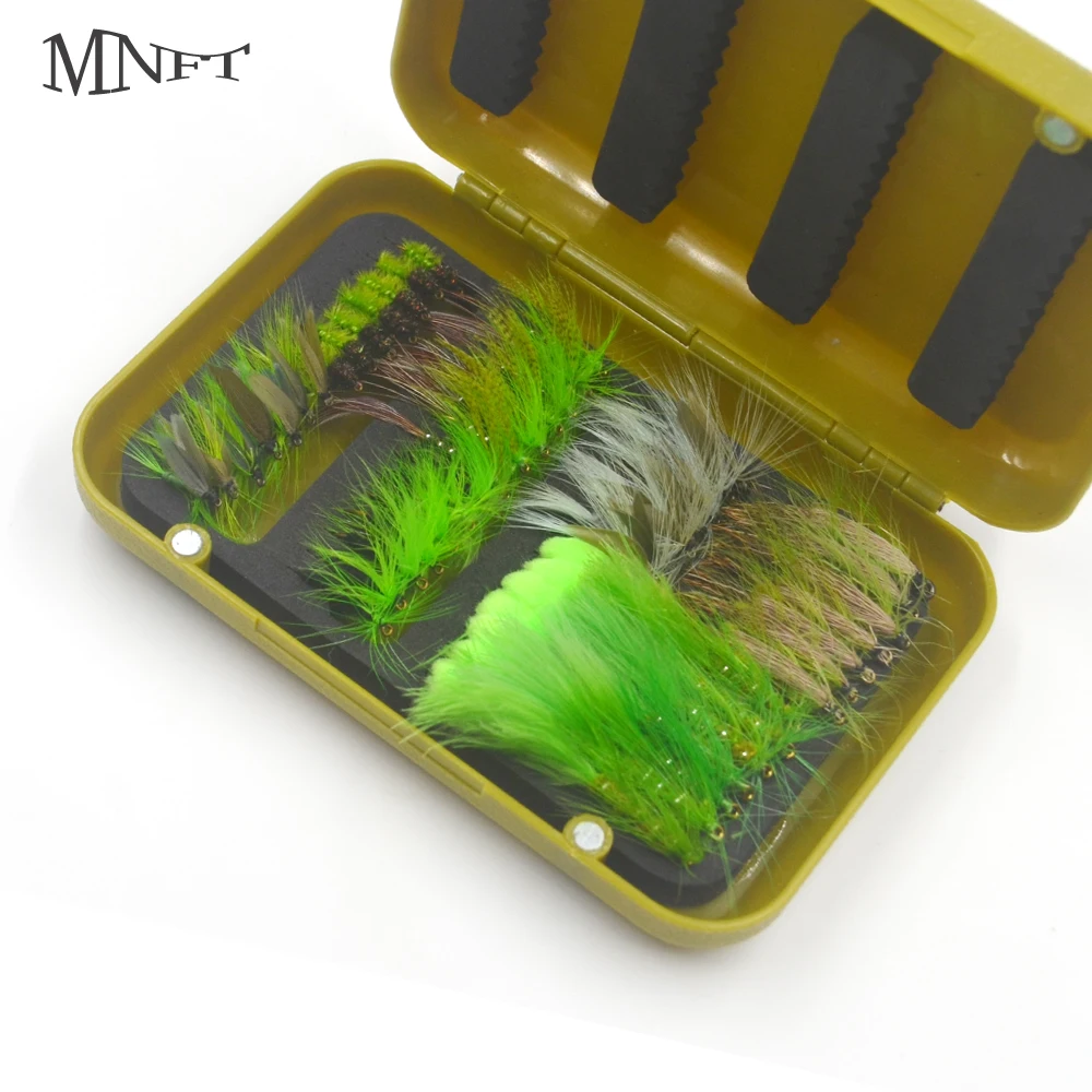 Mnft 56/40pcs Green Feathers Flies Fly Hook Trout Flies Outdoor Fly Fishing Set Box Reservoir