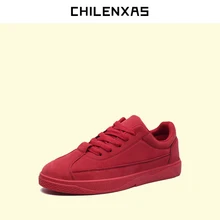 CHILENXAS 2017 Spring Autumn Comfortable Casual Shoes Canvas Men Leather Breathable New Fashion Height Increasing Lace-up Solid