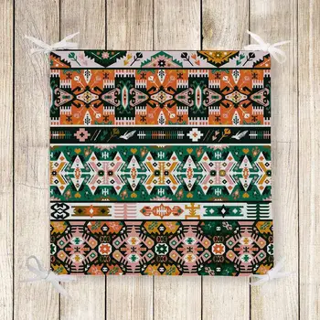 

Else Orange Green Geometric Authentic 3d Print Chair Pad Seat Cushion Soft Memory Foam Full Lenght Ties Non Slip Washable Zipper
