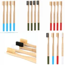 4 шт. Экологичные Зубная щетка из натурального бамбука мягкой щетиной деревянной ручкой зуб кисточки Путешествия Уход за полостью рта