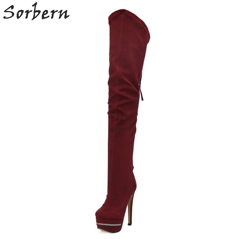 

Sorbern High Spike Heels Women Over Knee Length Boots Plus Size Botines Mujer 2018 Platform Boots Zipper Luxury Boot Women
