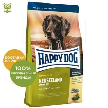 

Happy Dog Supreme Sensible Neuseeland food for adult dogs of all breeds prone to allergies, Lamb and rice, 4 kg.