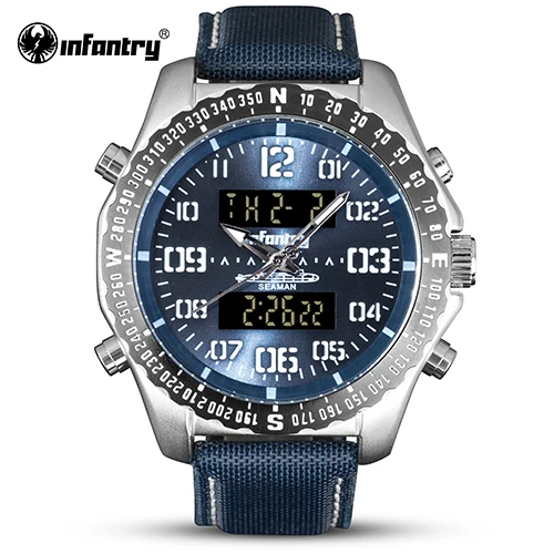 Мужские часы в Военном Стиле, светодиодный, цифровые, наручные часы, мужские, s часы, лучший бренд, люкс класс,, армейские, модные, спортивные, нейлоновые, Relogio Masculino - Цвет: Blue