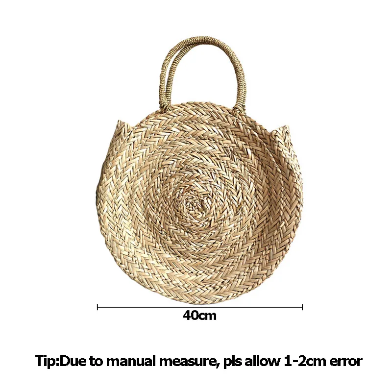 Women Straw Bags Female Summer Beach Handbag Lady Large Capacity Vintage Circle Bag Bohemian Handmade Weave Totes Bag SS3124 (8)