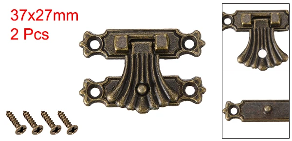 uxcell 2 Sets Wood Case Chest Box Rectangle Clasp Closure Hasp Latches Bronze Tone 37 x 27mm