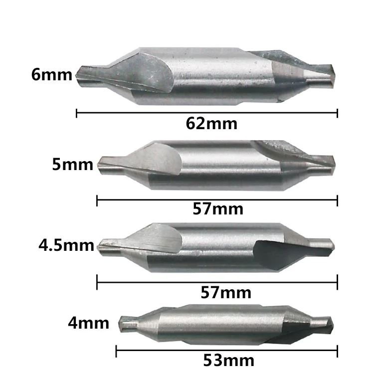 JIGONG 10pcs HSS Combined Center Drills Bit Set Countersinks 60 Degree Angle 1/1.5/2/2.5/3/3.5/4/4.5/5/6mm