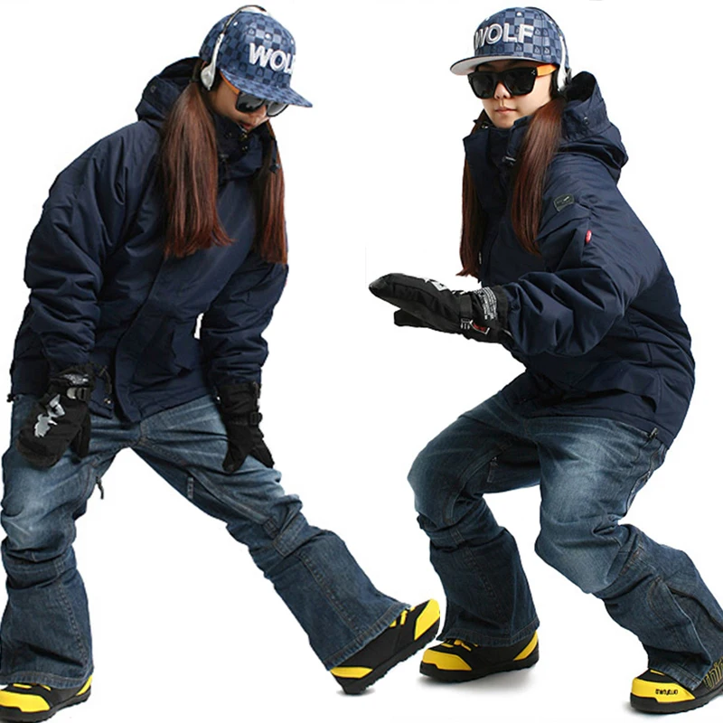 Premium Edition "Southplay" Зимний сезон 10000 мм Водонепроницаемый Лыжный Сноуборд потепление(темно-куртка+ брюки синего Джинса) комплекты
