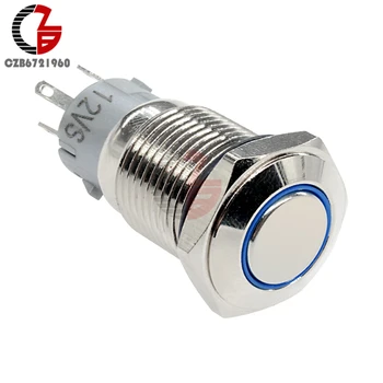 

DC 12V 16mm Push Button Switch Blue LED Stainless Steel Control Switch for Car