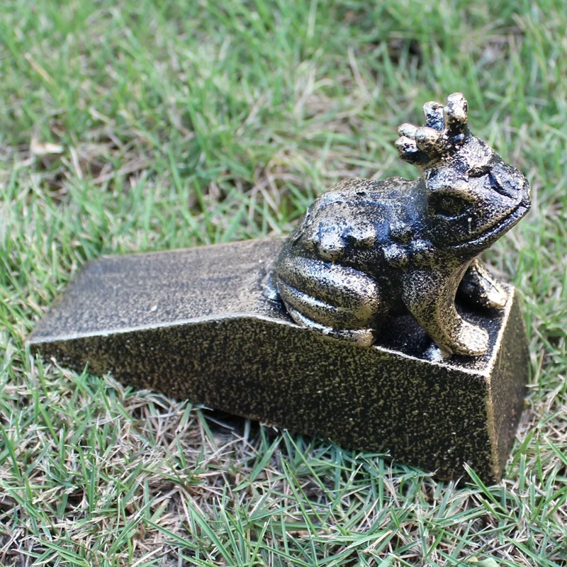 2 Decorative Cast Iron Door Stop Doorstop Wedge Frog Black Bronze