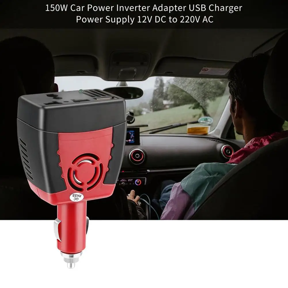 

cigarette lighter Power Supply 150W 12V DC to 220V AC Car Power Inverter Adapter with USB Charger Port