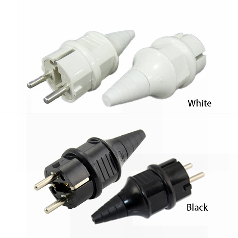 

EU European Germany Ac Power Connector Plug Industry Waterproof Rewirable Power Cord Convertor 16A/250V Black/White
