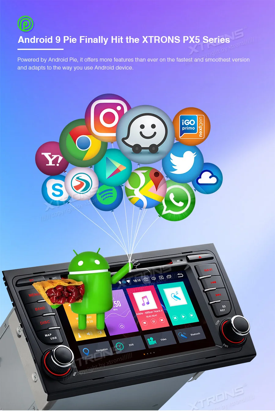 Sale XTRONS 7" Android 9.0 Octa Core 4GB RAM 32GB ROM Car DVD Player GPS Navigation for Audi A4 S4 B6 B7/RS4 2002-2008 for SEAT Exeo 4