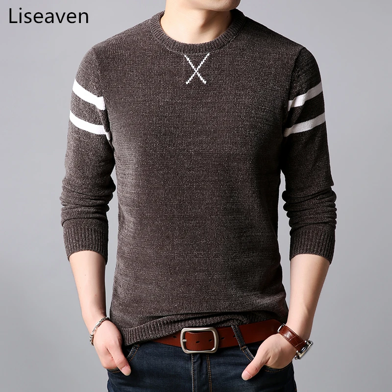 Liseaven Mens Sweater Cashmere Pullovers Full Sleeve Pull