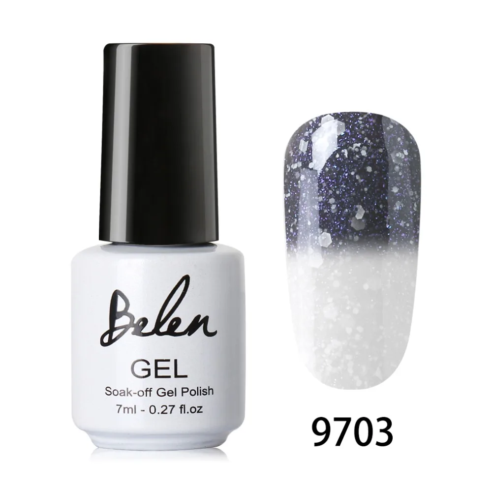 Belen, 7 мл, снежный термогель-хамелеон, меняющий температуру, Цветной Гель-лак для самостоятельного дизайна ногтей, цветной УФ-Гель-лак, базовый топ