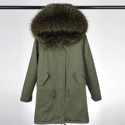 Новое модное пальто из натурального меха енота Женская зимняя куртка из искусственного меха Большой размер Парка - Цвет: color 17