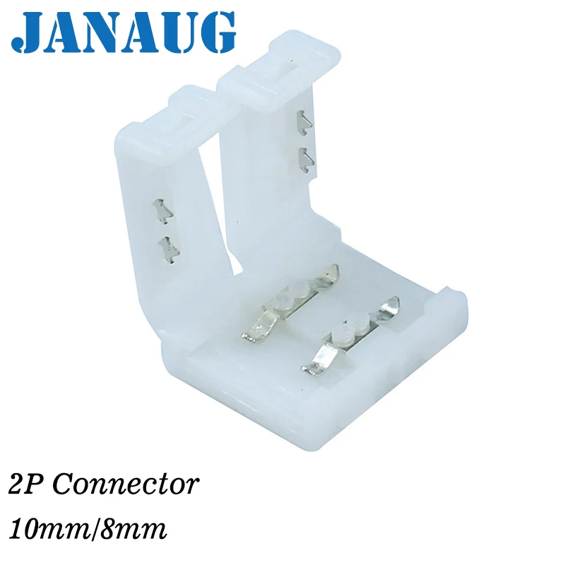 

100pcs/lot 10mm 8mm 2pin 5050 3528 LED strip connector, mark polarity no welding strip connector clip