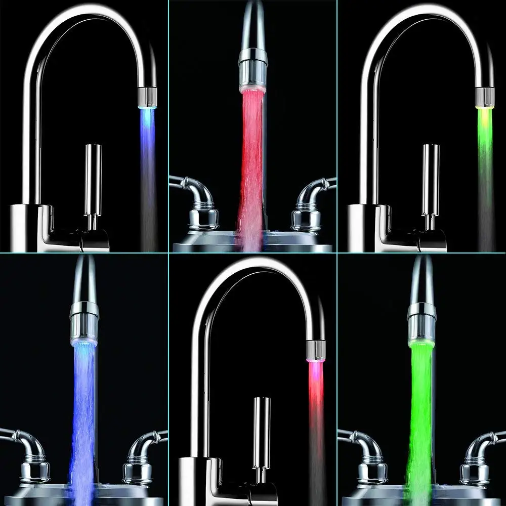 

2Pack Temperature Sensitive Gradient LED Water Faucet Light Water Stream Color Changing Faucet Tap Sink Faucet for Kitchen
