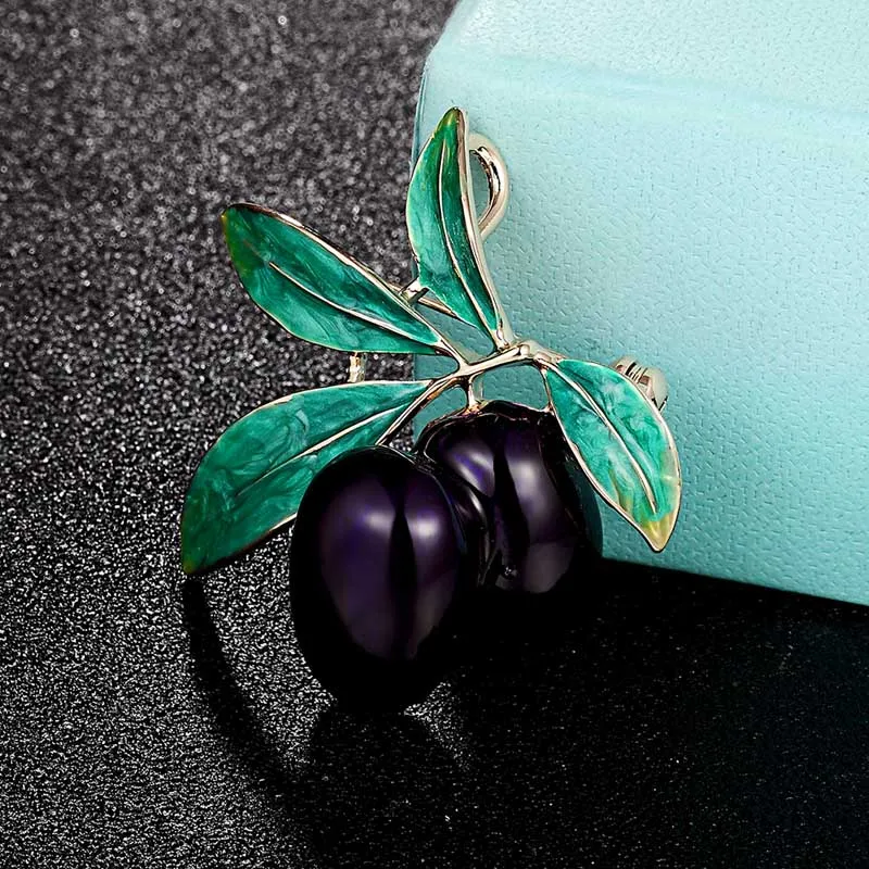 

Zlxgirl jewelry Purple Olives Enamel Brooches Women Men Alloy Plants Banquet Party Brooch Girls' Bag and Hats Accessories broche