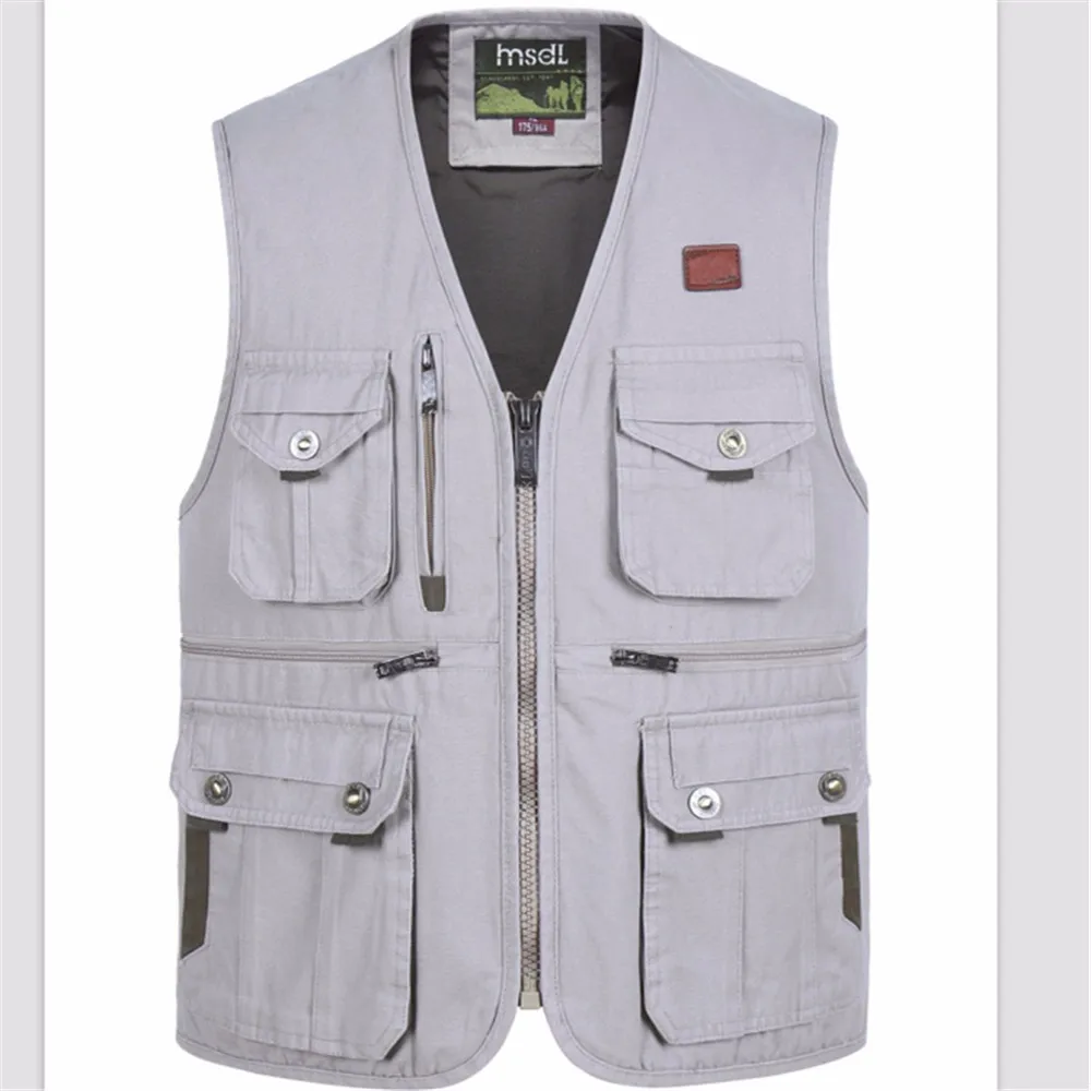 Beige Waistcoats For Men's Travel Vest Pockets Army Green Vest With