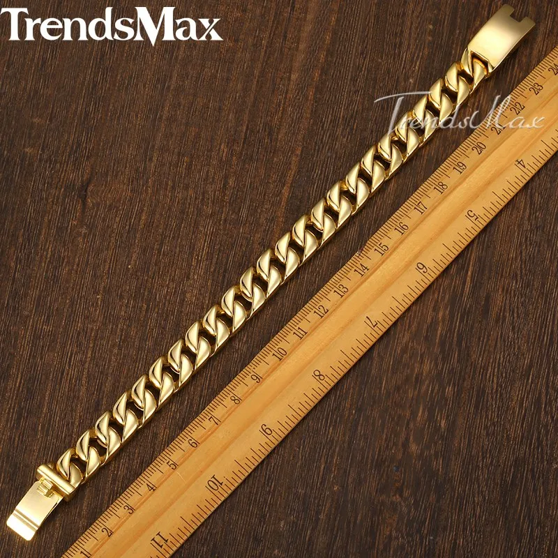 Trendsmax модные новые звенья цепи браслет из нержавеющей стали мужские тяжелые 11 мм Широкие мужские s браслеты браслет в форме велосипедной цепи HB139