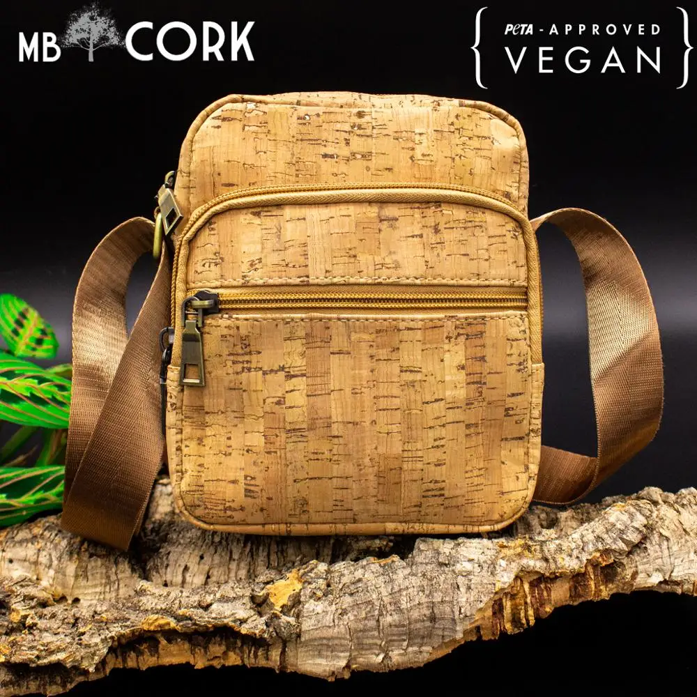 Mens cork bag Men cork crossbody bag Men messenger cork zipper summer