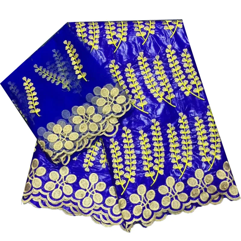 

Most Popular 7 Yards Royal Blue/Gold High Quality Nigerian Lace Fabric Bazin Riche Getzner 2018 Wedding Laces L92-1