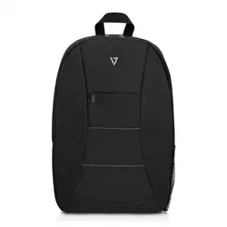 V7 15,6 "рюкзак, полиэстер, черный, однотонный, 39,6 см (15,6"), передний карман, боковой карман на молнии
