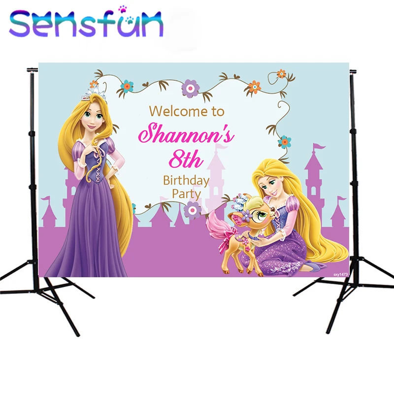 

Sxy1473 Vinyl Birthday Party Backdrop Tangled Princess Vinyl Photo Studio Props Banner Photography backdrops Photo Studio