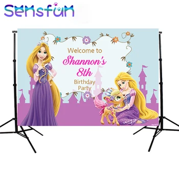 

Sxy1473 Vinyl Birthday Party Backdrop Tangled Princess Vinyl Photo Studio Props Banner Photography backdrops Photo Studio