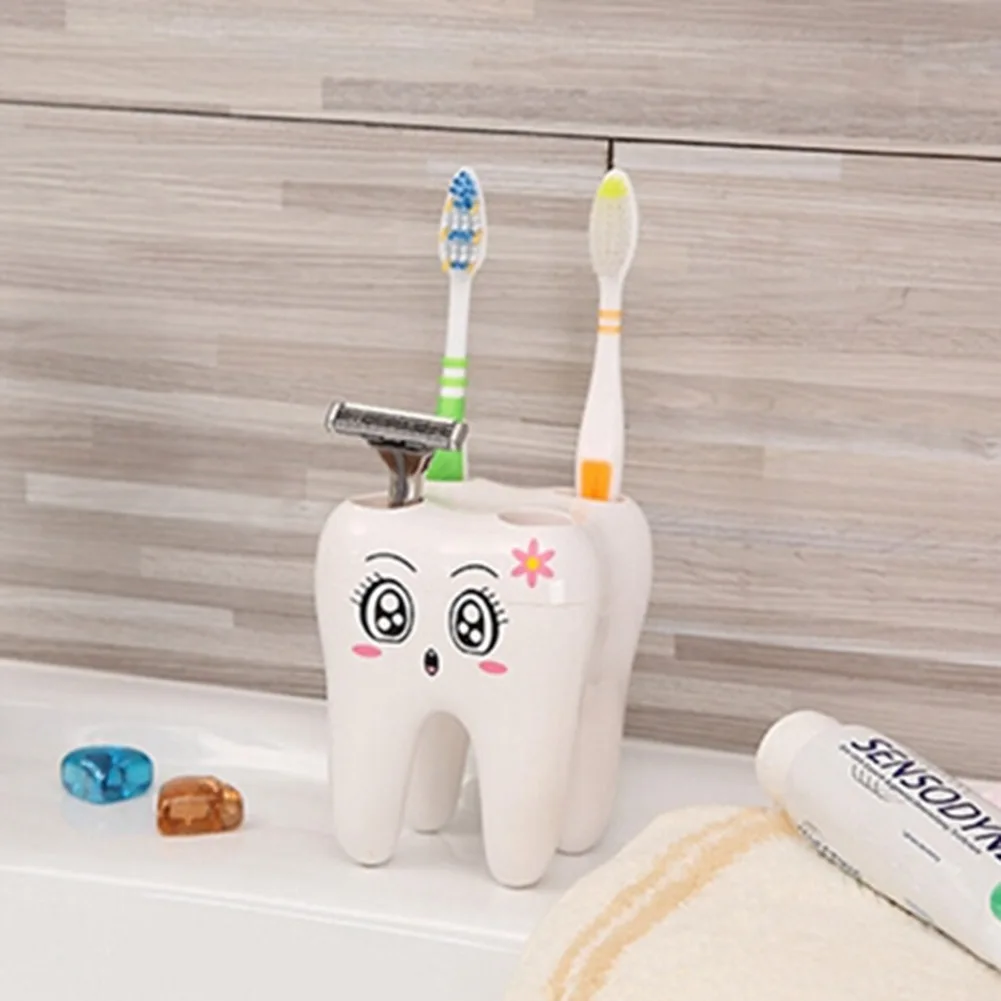 

Teeth Style Toothbrush Holder,4 Hole Cartoon Toothbrush Stand Tooth Brush Shelf,Bracket Container Bathroom Accessories Set