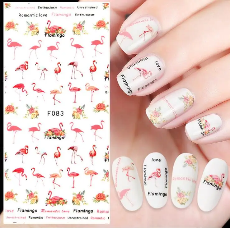 

1 Sheets Colorful Tropical Flamingo Sticker Nail Art 3D DIY Accessory Decals 12cm 3D effect nail decals -Design Nail Art -