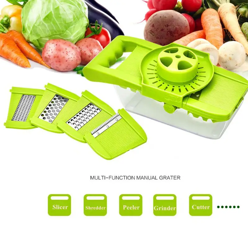 8Pcs/Set Blades Slicer Shredder Manual Vegetables Cutter Knife Storage